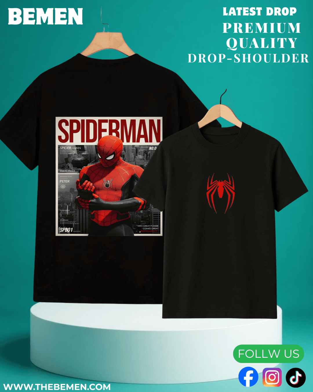 Spider-Man "Hero's Responsibility" Drop-Shoulder Tee